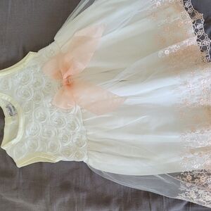 Elegant Cream and Pink Kids Formal Dress